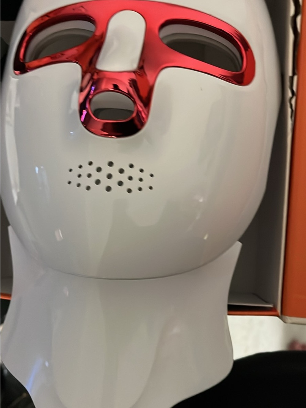 LED Facial Mask with Red Accent - White